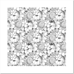 Black and White Flower Design Posters and Art